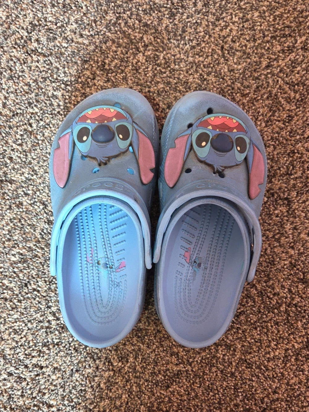 CROCS Kids Blue Clogs with Pink Ear Character